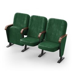 Крісло Колізей (3 секції, зелений колір), Стійка: 104 (з кріпленням до підлоги) 