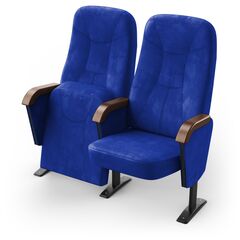 Крісло Парламент (2 секції, синій колір), Стійка: 109 (з кріпленням до підлоги) 