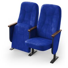 Крісло Парламент (2 секції, синій колір), Стійка: 101 (з кріпленням до підлоги) 