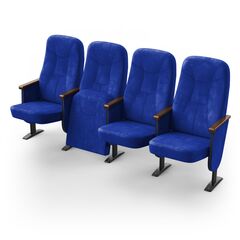 Крісло Парламент (4 секції, синій колір), Стійка: 101 (з кріпленням до підлоги) 