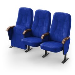 Крісло Парламент (3 секції, синій колір), Стійка: 109 (з кріпленням до підлоги) 