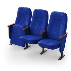 Крісло Конгрес (3 секції, синій колір), Стійка: 101 (з кріпленням до підлоги) 