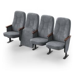 Крісло Парламент (4 секції, сірий колір), Стійка: 101 (з кріпленням до підлоги) 