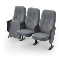 Крісло Парламент (3 секції, сірий колір), Стійка: 101 (з кріпленням до підлоги) 