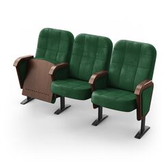 Крісло Монреаль (3 секції, зелений колір), Стійка: 119 (з кріпленням до підлоги) 