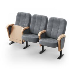 Крісло Монреаль (3 секції, сірий колір), Стійка: 119 (з кріпленням до підлоги) 