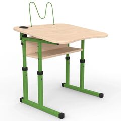 Парта Школяр з регульованим нахилом 3-6 р. гр. з вирізом під учня, стаканом та пюпітром 600x500, кольорове ДСП 
