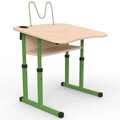 Парта Школяр з нахилом 3-6 р. гр. з вирізом під учня, стаканом та пюпітром 600x500, кольорове ДСП 