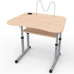 Парта Школяр Трапеція 3-6 р. гр. з вирізом під учня, стаканом та пюпітром, 700x500, кольорове ДСП 