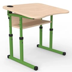 Парта Школяр з регульованим нахилом 3-6 р. гр. з вирізом під учня та стаканом 600x500, кольорове ДСП 
