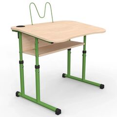 Парта Оптима О з нахилом 3-6 р. гр. з вирізом під учня, стаканом та пюпітром 700x500, кольорове ДСП 