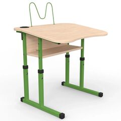 Парта Оптима з нахилом 3-6 р. гр. з вирізом під учня, стаканом та пюпітром 700x500, кольорове ДСП 