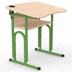 Парта 05 з регульованим нахилом 4-6 р. гр. з вирізом під учня та стаканом 600x500, кольорове ДСП 