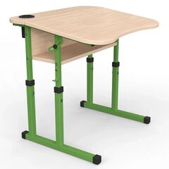 Парта Оптима з регульованим нахилом 3-6 р. гр. з вирізом під учня та стаканом 700x585, кольорове ДСП 