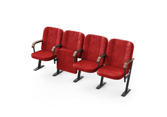 Крісло Алегро (4 секції, червоний колір), Стійка: 106 (з кріпленням до підлоги), Фальшпанель на бічних стійках: Немає 