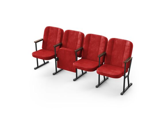 Крісло Алегро (4 секції, червоний колір), Стійка: 115 (з кріпленням до підлоги), Фальшпанель на бічних стійках: Немає 