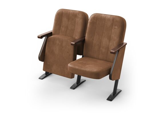 Кресло Соната (2 секции, коричневый цвет), Стойка: 102 (с креплением к полу) 