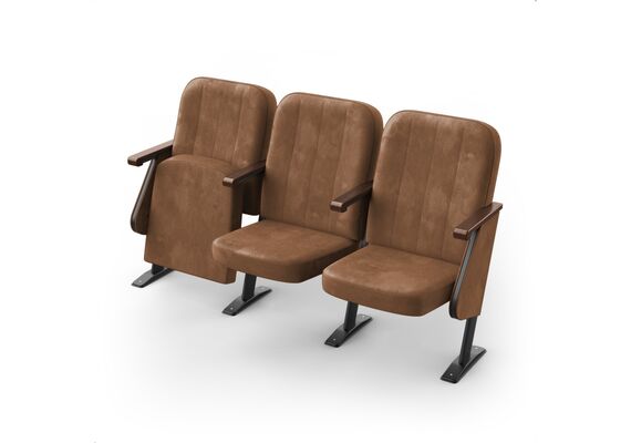 Крісло Соната (3 секції, коричневий колір), Стійка: 102 (з кріпленням до підлоги) 