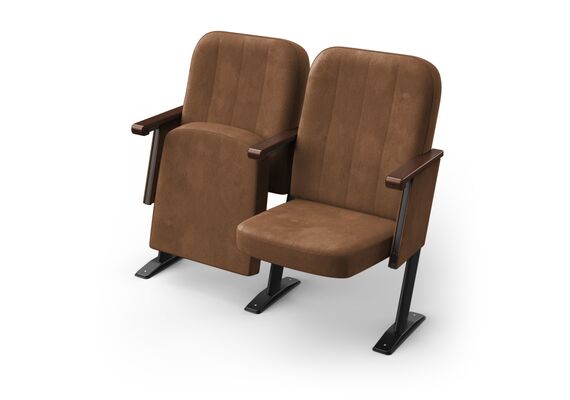 Кресло Соната (2 секции, коричневый цвет), Стойка: 107 (с креплением к полу) 