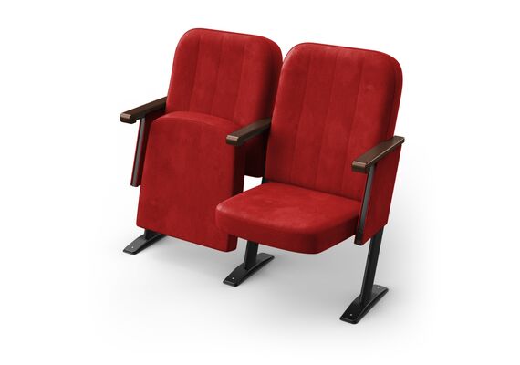 Кресло Соната (2 секции, красный цвет), Стойка: 107 (с креплением к полу) 