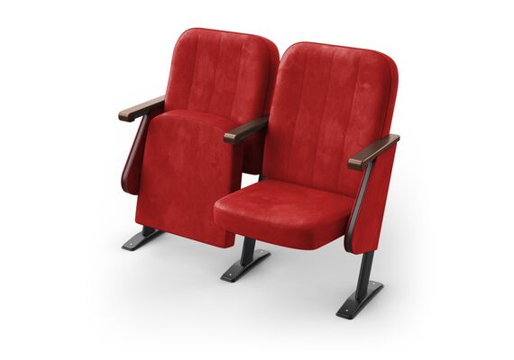 Кресло Соната (2 секции, красный цвет), Стойка: 102 (с креплением к полу) 