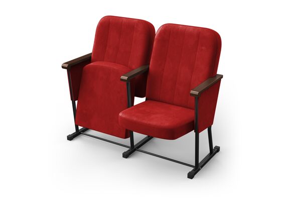 Кресло Соната (2 секции, красный цвет), Стойка: 314 (без крепления к полу) 