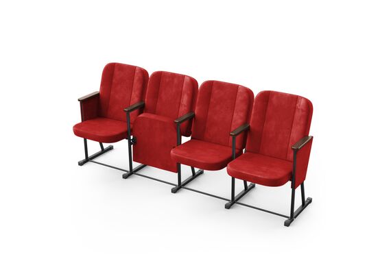 Крісло Алегро (4 секції, червоний колір), Стійка: 318 (без кріплення до підлоги), Фальшпанель на бічних стійках: Є 