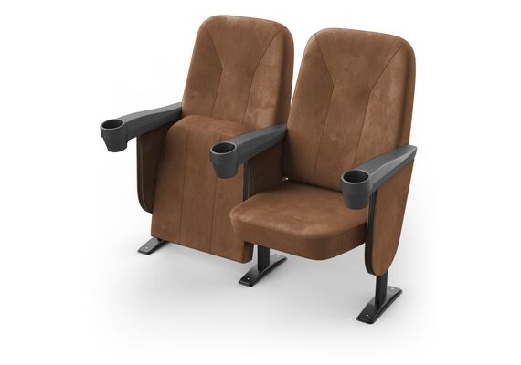 Кресло Соло (2 секции, коричневый цвет), Стойка: 111 (с креплением к полу) 