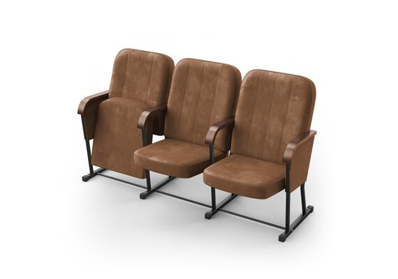 Кресло Соната (3 секции, коричневый цвет), Стойка: 306 (без крепления к полу) 