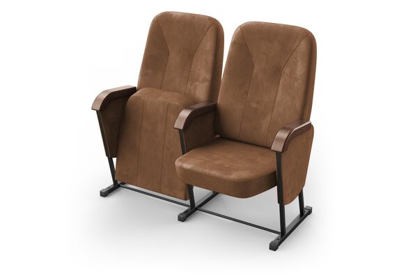 Кресло Соло (2 секции, коричневый цвет), Стойка: 313 (без крепления к полу) 