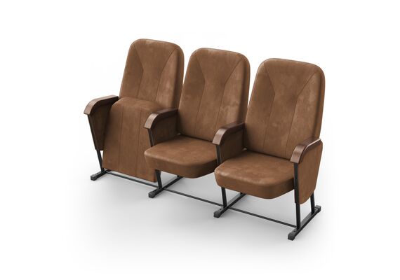 Кресло Соло (3 секции, коричневый цвет), Стойка: 313 (без крепления к полу) 