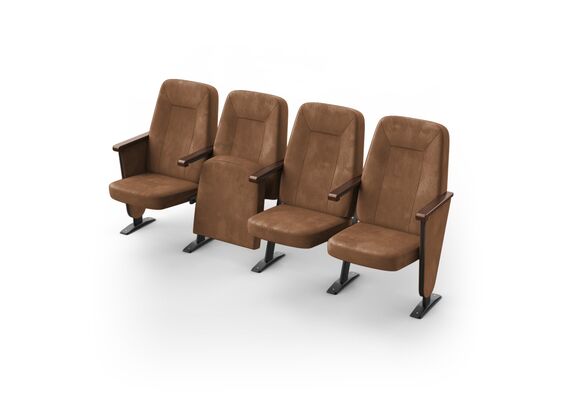 Кресло Браво (4 секции, коричневый цвет), Стойка: 110 (с креплением к полу) 