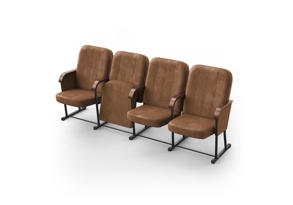 Кресло Соната (4 секции, коричневый цвет), Стойка: 306 (без крепления к полу) 