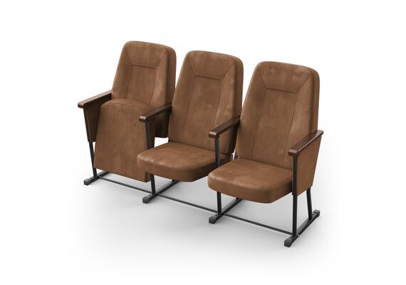 Кресло Браво (3 секции, коричневый цвет), Стойка: 314 (без крепления к полу) 