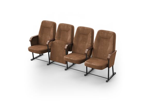 Кресло Браво (4 секции, коричневый цвет), Стойка: 306 (без крепления к полу) 