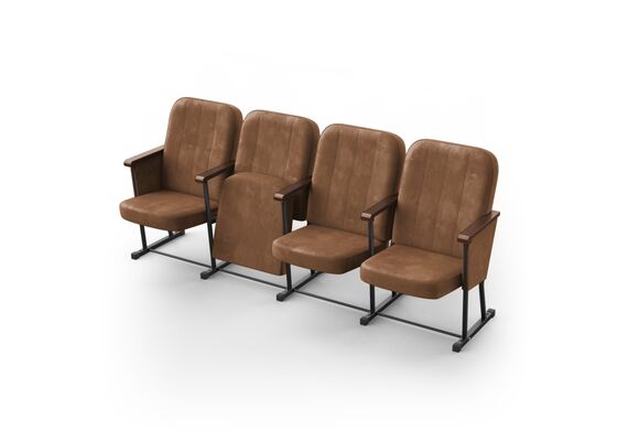 Кресло Соната (4 секции, коричневый цвет), Стойка: 314 (без крепления к полу) 