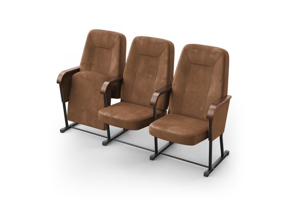 Кресло Браво (3 секции, коричневый цвет), Стойка: 306 (без крепления к полу) 