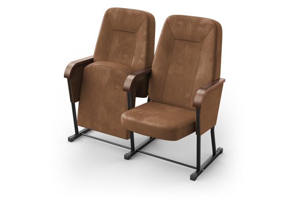 Кресло Браво (2 секции, коричневый цвет), Стойка: 306 (без крепления к полу) 