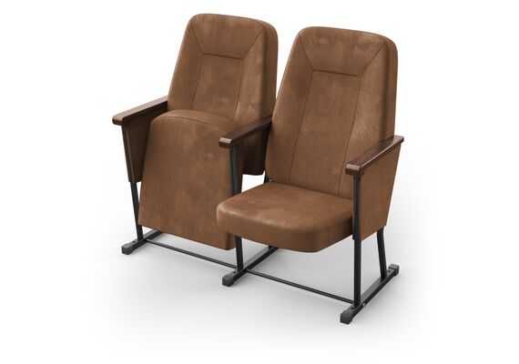 Кресло Браво (2 секции, коричневый цвет), Стойка: 314 (без крепления к полу) 