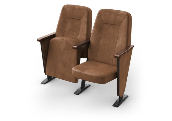 Кресло Браво (2 секции, коричневый цвет), Стойка: 110 (с креплением к полу) 