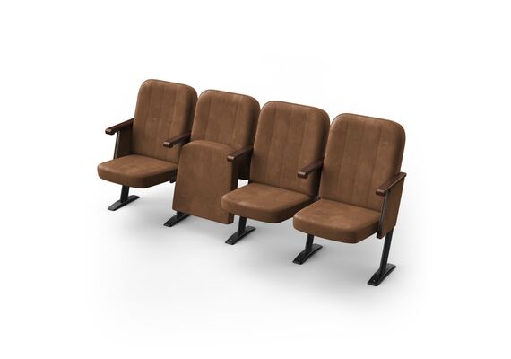 Кресло Соната (4 секции, коричневый цвет), Стойка: 107 (с креплением к полу) 