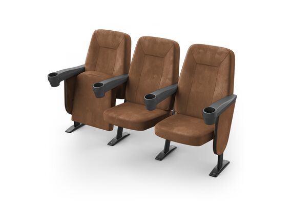 Кресло Браво (3 секции, коричневый цвет), Стойка: 111 (с креплением к полу) 