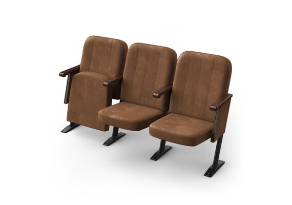 Кресло Соната (3 секции, коричневый цвет), Стойка: 107 (с креплением к полу) 