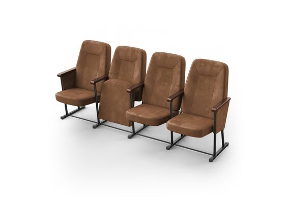 Кресло Браво (4 секции, коричневый цвет), Стойка: 314 (без крепления к полу) 