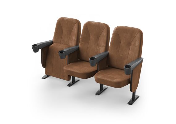 Кресло Соло (3 секции, коричневый цвет), Стойка: 111 (с креплением к полу) 