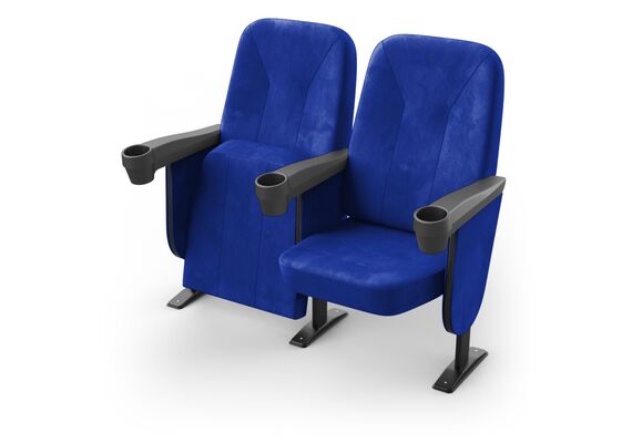 Кресло Соло (2 секции, синий цвет), Стойка: 111 (с креплением к полу) 