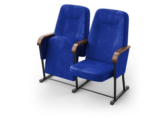 Кресло Браво (2 секции, синий цвет), Стойка: 306 (без крепления к полу) 