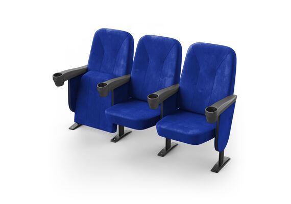 Кресло Соло (3 секции, синий цвет), Стойка: 111 (с креплением к полу) 