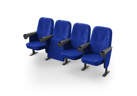 Крісло Соло (4 секції, синій колір), Стійка: 111 (з кріпленням до підлоги) 