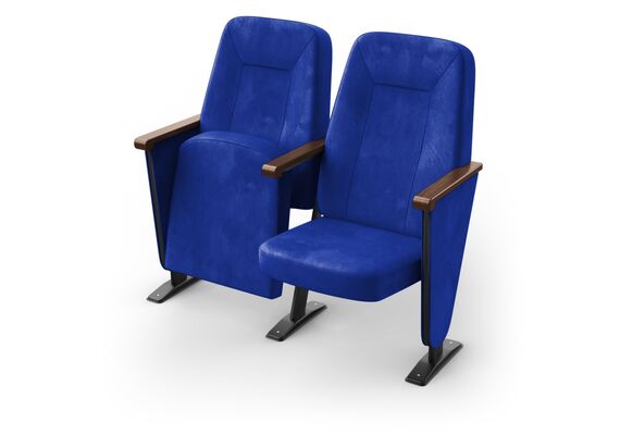 Кресло Браво (2 секции, синий цвет), Стойка: 110 (с креплением к полу) 